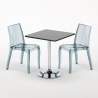 Musta neliöpöytä 70x70cm ja kaksi värikästä läpinäkyvää tuolia Cristal Light Platinum Alennukset