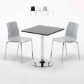 Musta neliöpöytä 70x70cm ja kaksi värikästä tuolia Lollipop Platinum Tarjous