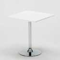 Valkoinen neliöpöytä 70x70cm ja kaksi värikästä läpinäkyvää tuolia Dune Titanium Ominaisuudet