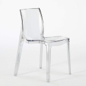 Valkoinen neliöpöytä 70x70cm ja kaksi värikästä läpinäkyvää tuolia Femme Fatale Demon Malli