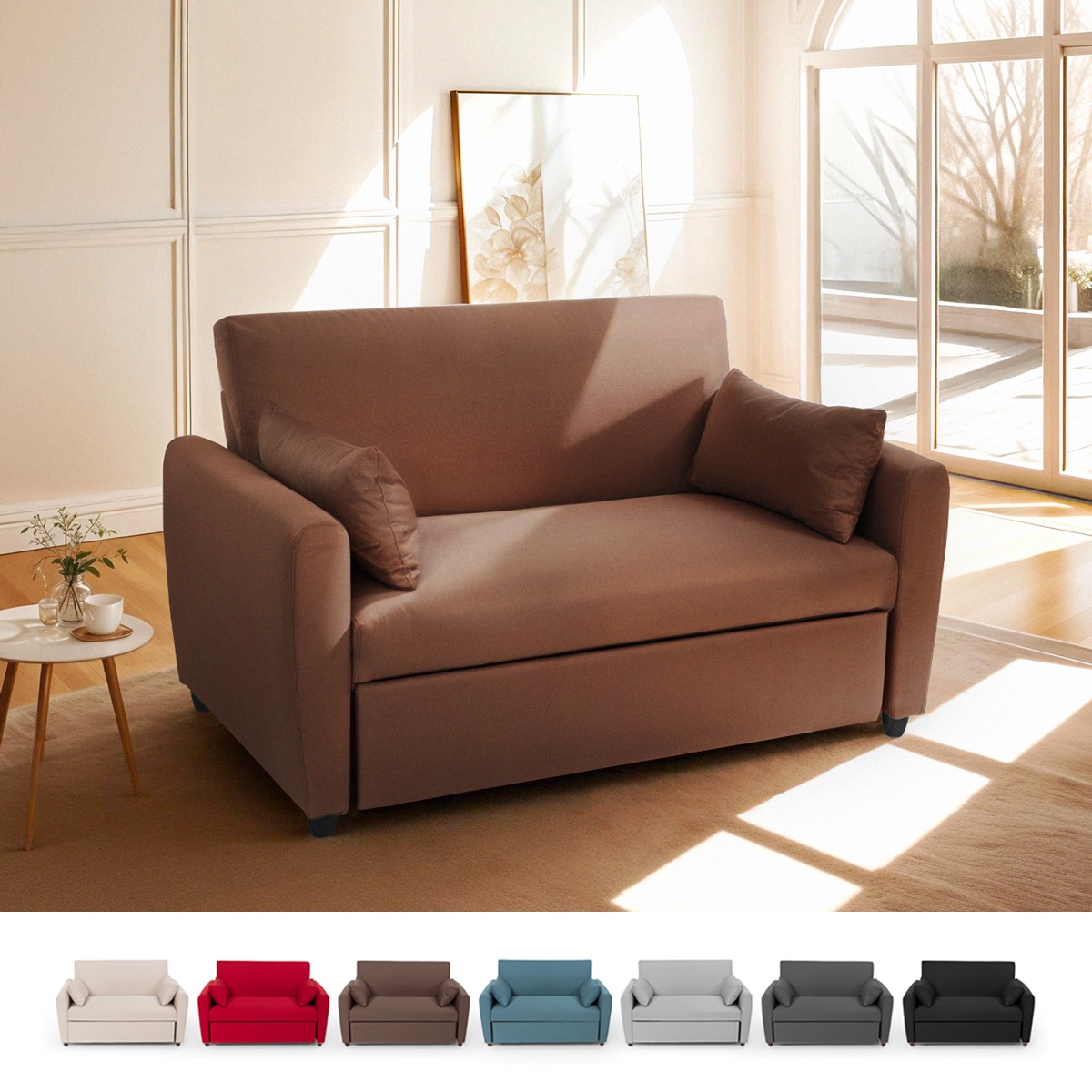 Ulosvedettävä vuodesohva 2 paikkaa moderni design kankaasta Porto Rico Ulosvedettävä vuodesohva 2 paikkaa moderni design kankaasta Porto Rico