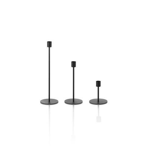Setti 3 mustaa metallista kynttilänjalkaa minimal Zen tyyliin Tarjous