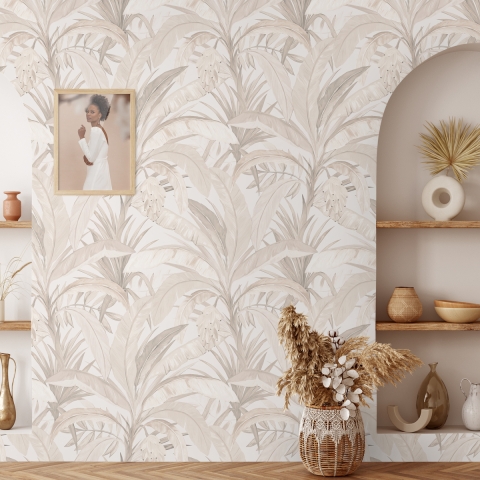 Tyylikäs kukkainen tapetti olohuoneeseen Beige Bosco Tropicale Tarjous