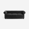 Kolmen istuttava Norwich Chesterfield-sohva, klassista vintage-tyyliä, samettia Varasto