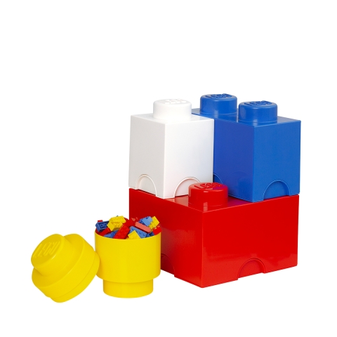 Setti 4 valkoista sinistä punaista keltaista säilytyslaatikkoa LEGO Storage Brick Multi Pack Tarjous