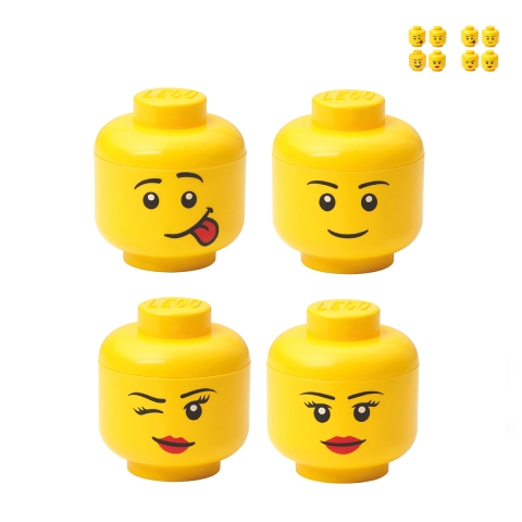 Päällekkäin pinottavat pään muotoiset säilytysastiat LEGO Storage Head Mini Set 4 Tarjous