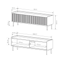 Moderni matala TV-taso, 2 kääntöovea, beige, 153x50x38 Bitter Varasto