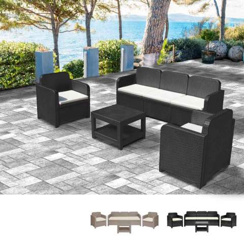 Puutarhakalusteet pihalle Grand Soleil Positano polyrottinki sohva, pöytä, nojatuoli 5 paikkaa