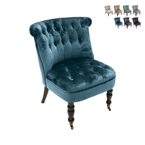 Vesta vintage-tyylinen olohuoneen nojatuoli samettiefektillä ja 2 pyörällä Tarjous