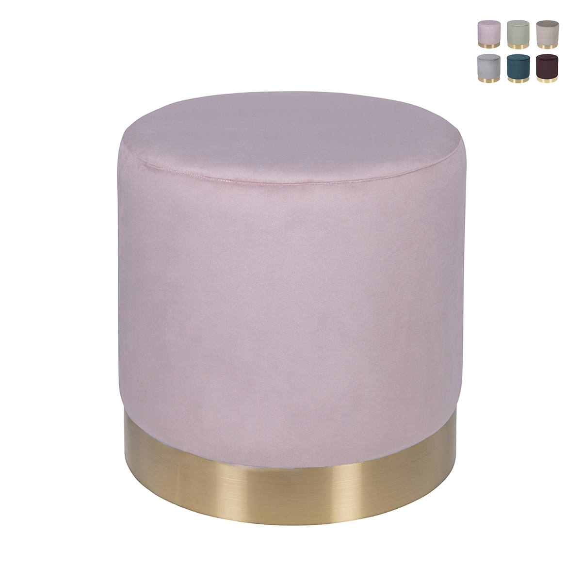 Ostara sylinterimäinen samettiefektinen design-pouf kultaisella reunalla Tarjous Ostara sylinterimäinen samettiefektinen design-pouf kultaisella reunalla Tarjous