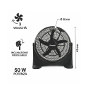 Pyöreä viuhkatuuletin 5 lapaa Ø43 cm 3 nopeutta 50W Falek Varasto