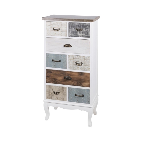 Korkea puinen lipasto 8 laatikkoa 58x35x123 cm shabby chic Sardinia Tarjous