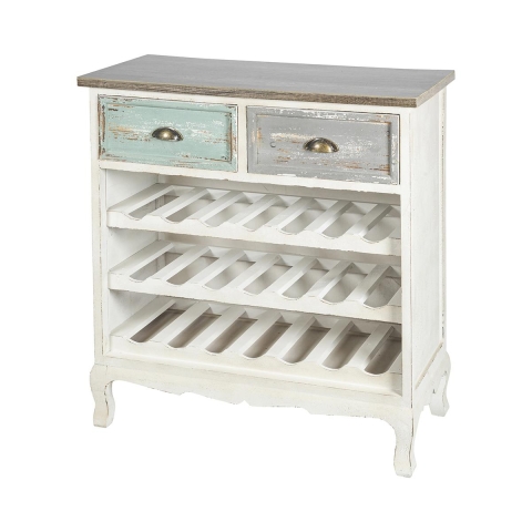Puinen viinikaappi 21 pullolle, shabby chic - Cortez Tarjous