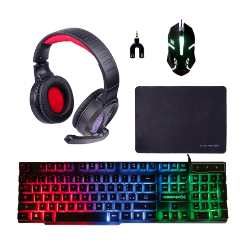 Combo Gamer 5-in-1: näppäimistö, kuulokkeet, hiiri, hiirimatto ja sovitin Milao Tarjous