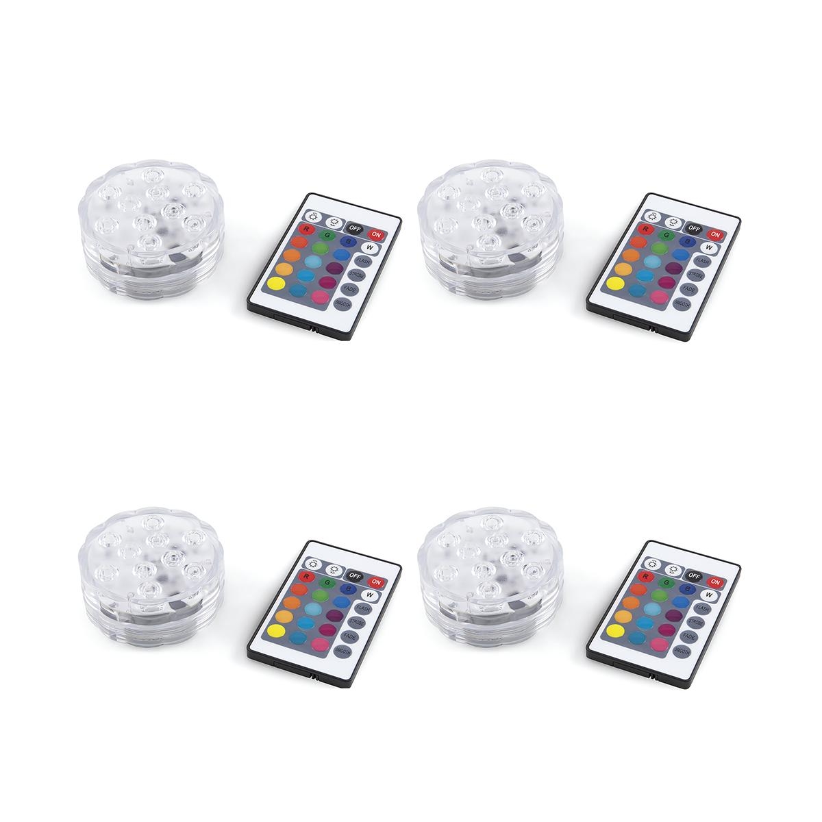 Virel – Setti 4 LED-kohdevaloa, vedenpitävä, kaukosäätimellä, Ø6,9x2,8 cm Tarjous Virel – Setti 4 LED-kohdevaloa, vedenpitävä, kaukosäätimellä, Ø6,9x2,8 cm Tarjous
