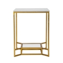Kultainen metallinen marmoripintainen sohvapöytä 47x47x60 Double Marble Tarjous
