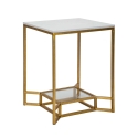 Kultainen metallinen marmoripintainen sohvapöytä 47x47x60 Double Marble Tarjous