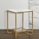 Kultainen metallinen marmoripintainen sohvapöytä 47x47x60 Double Marble Myynti