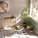 Metallinen boho chic -tyylinen konsolipöytä, rattan-kansi, Samui Malli