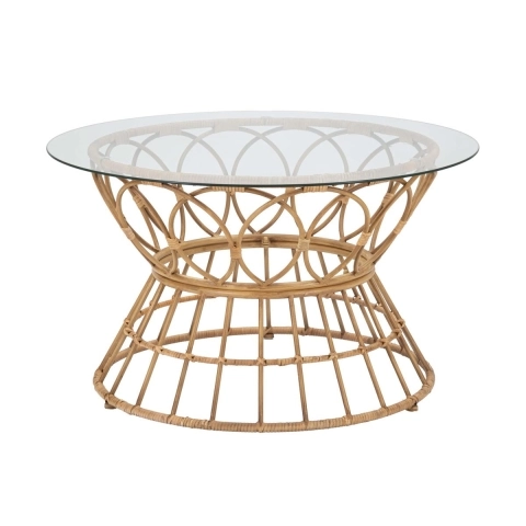 Panama Circle rattaninen pyöreä sohvapöytä, lasilla 75x44,5 cm Tarjous