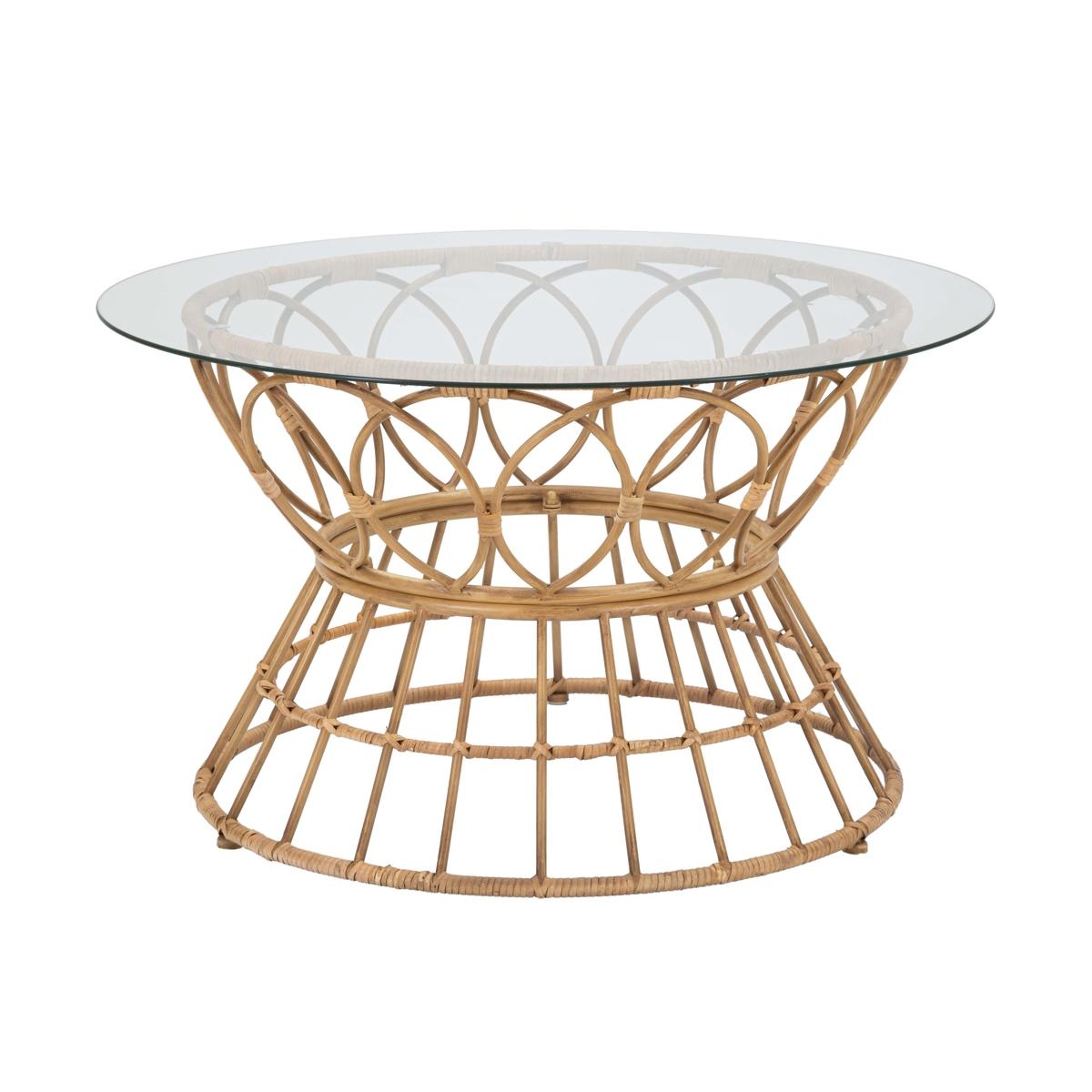 Panama Circle rattaninen pyöreä sohvapöytä, lasilla 75x44,5 cm Tarjous
