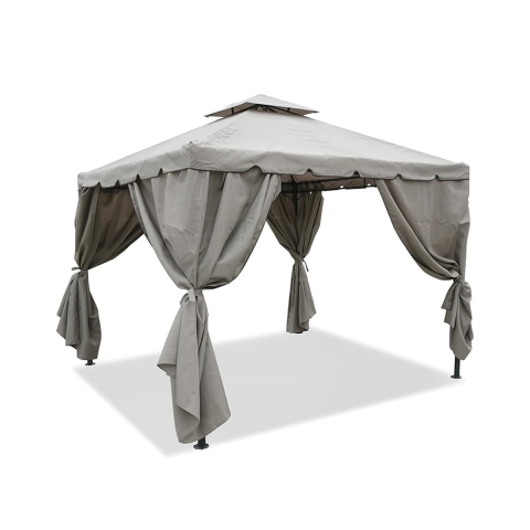 Gazebo idrorepellente 3x3m 4 tende laterali ferro tortora Tangeri Tarjous