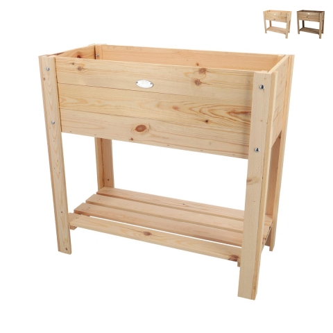 Korotettu kukkalaatikko luonnonpuusta 80,5x37,3x78,2 cm Tarjous