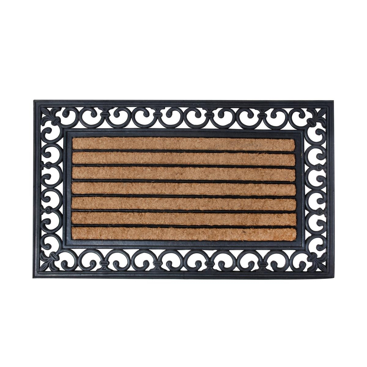 Klassinen viktoriaaninen suorakulmainen kumista ja kookoksesta valmistettu kynnysmatto 75,2x25,2cm Tarjous