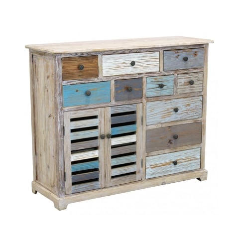 Monivärinen puinen shabby chic -lipasto Greg Tarjous