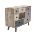 Värikäs puinen lipasto, 8 laatikkoa, shabby chic Donald Myynti