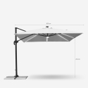Iso aurinkovarjo terassille led valoilla ja aurinkoenergialla, neliö 3x3 sivumasto, alumiini anti uv Paradise 