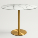 Pyöreä Goblet ruokapöytä Monika+, 120 cm, marmorikuviointi, kulta Tarjous