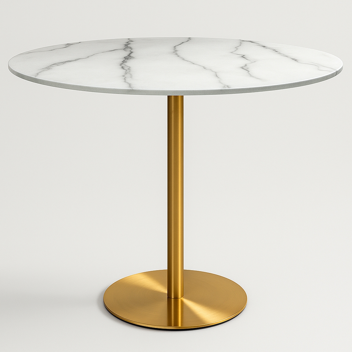 Pyöreä Goblet ruokapöytä Monika+, 120 cm, marmorikuviointi, kulta Tarjous