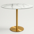 Pyöreä Goblet ruokapöytä Monika+, 120 cm, marmorikuviointi, kulta Tarjous