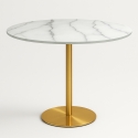 Pyöreä Goblet ruokapöytä Monika, 80 cm, marmorikuviointi, kulta Tarjous