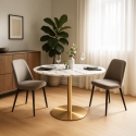 Pyöreä Goblet ruokapöytä Monika, 80 cm, marmorikuviointi, kulta Alennusmyynnit