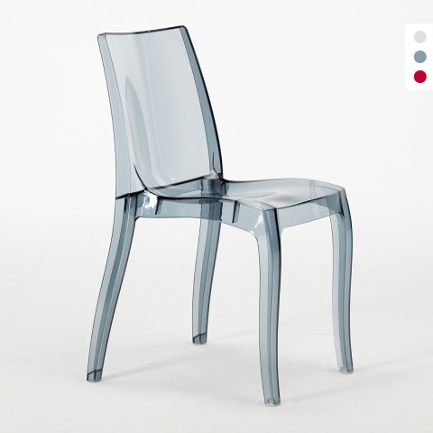 Läpinäkyvä tuoli keittiöön, ruokapöytään Cristal Light pinottava, polykarbonaatti Grand Soleil Tarjous