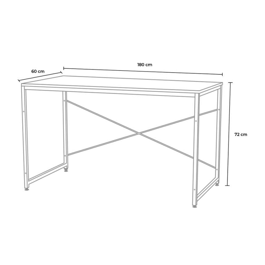 Wootop XL teollisen tyylinen työpöytä 180x60 terästä ja puuta