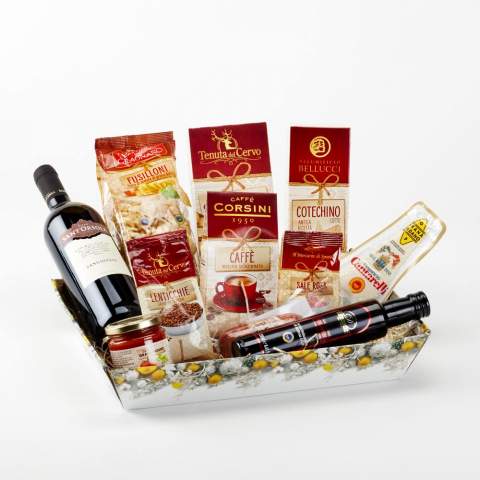 Joulukori liikelahjaksi ja yksityisille henkilöille, Sangiovese-viini, Grana Padano-juusto UMBRIA
