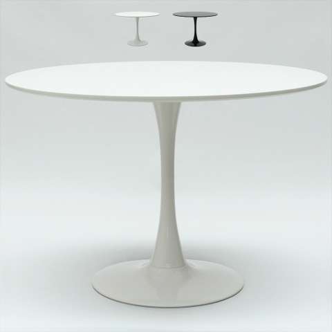 Tulip Pöytä 120 cm pyöreä valkoinen ja musta olohuoneisiin baareihin keittiöihin ravintoloihin