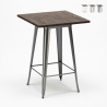 pöytä korkea Lix baarijakkaroille teollinen metalli teräs ja puu 60x60 welded Luettelo