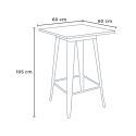 pöytä korkea Lix baarijakkaroille teollinen metalli teräs ja puu 60x60 welded 