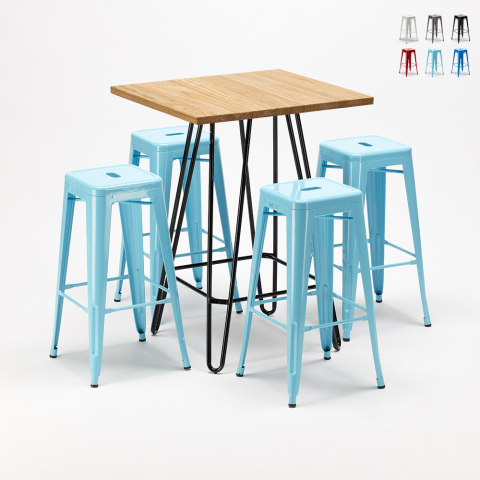 mallisto pöytä korkea ja 4 metallijakkaraa tyyli Lix teollinen brooklyn baareihin ja pubeihin Tarjous