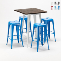 Lix industrial -tyylinen pöytäryhmä, korkea pöytä ja 4 metallista baarijakkaraa harlem baarit ja kahvilat Ominaisuudet