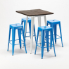Lix industrial -tyylinen pöytäryhmä, korkea pöytä ja 4 metallista baarijakkaraa harlem baarit ja kahvilat Hinta