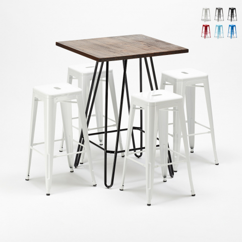 mallisto korkea pöytä ja 4 metallijakkaraa tyyli Lix teollinen kips bay pubeille Tarjous
