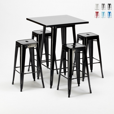 korkea pöytä ja 4 metallijakkara tyyli teollinen baareihin pubeihin new york Tarjous