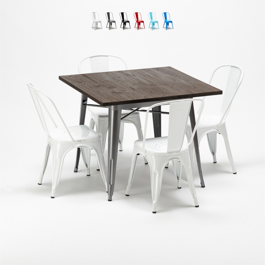 mallisto pöytä neliskulmainen ja tuolit metallista muotoilu Lix teollinen jamaica Varasto