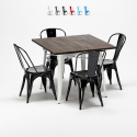 mallisto neliskulmainen pöytä ja tuolit metallista puusta tyyli teollinen midtown Hinta