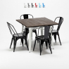 mallisto neliskulmainen pöytä ja tuolit metallista puusta tyyli Lix teollinen midtown Hinta